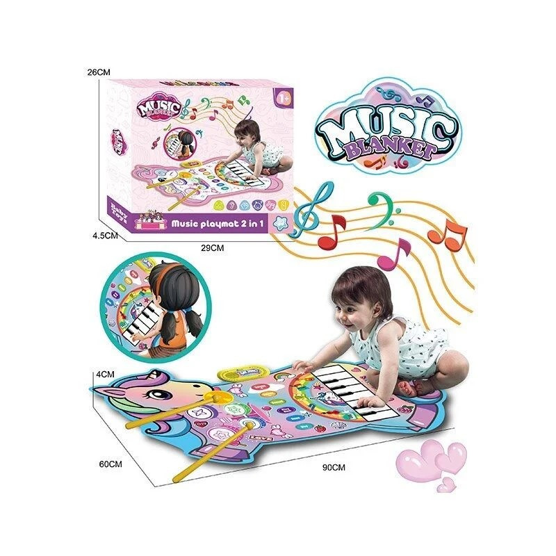 Музичний килимок 2 в 1 піаніно барабани музика музичні інструменти зміна гучності на батарейках запис (YYD-07) Чернигов - изображение 1