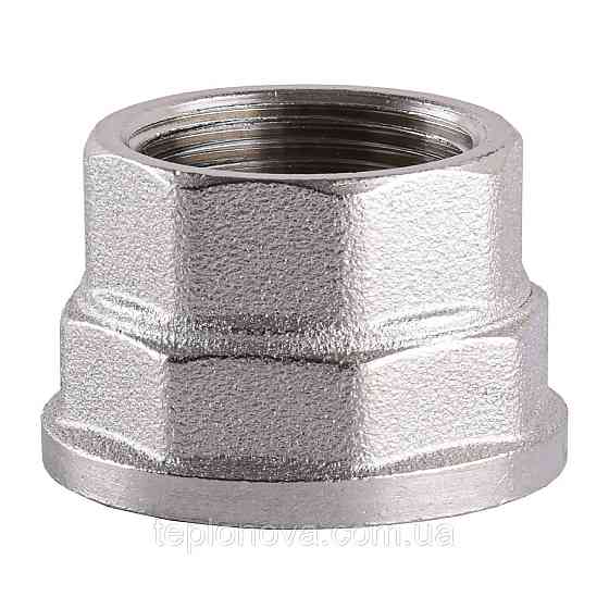 Муфта редукционная никелированная 1 1/2″ВР х 1 1/4″ВР штампованная восьмигранная А0338А(нк) VA Черновцы