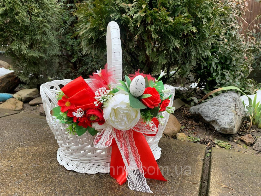 Корзинка белая с украшением, плетеная Киев - изображение 3