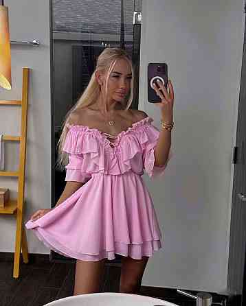 Женское нежное воздушное мини платье с пышной юбочкой креп шифон Одесса