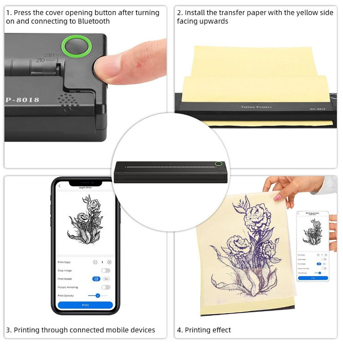 Тату принтер трансферний Bluetooth, підтримка Android/iOS. Харків - фото 5
