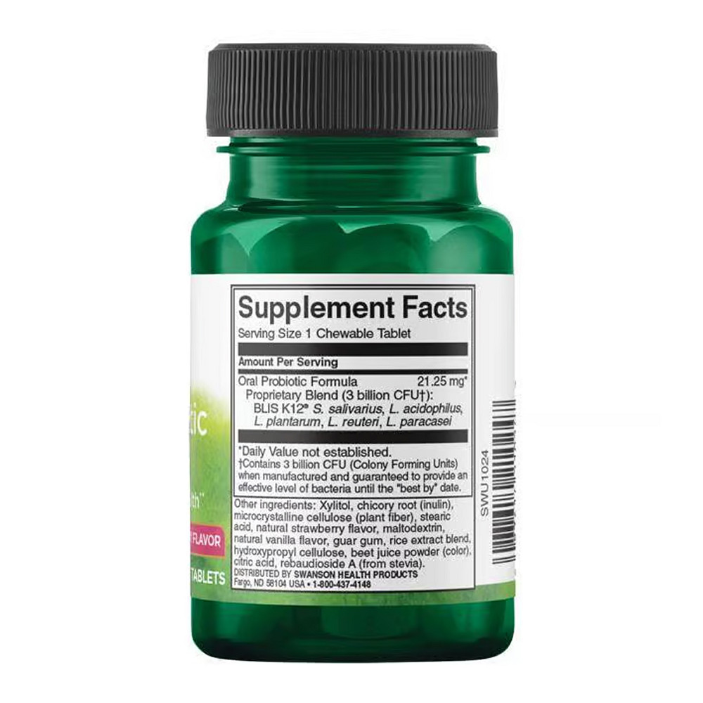 Пробіотична формула для підтримки ротової порожнини Swanson Oral Probiotic Formula 3 billion Cfu - 30 tabs Natural Strawberry Луцьк - фото 2