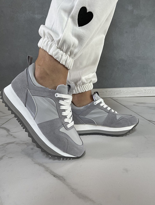 ARLEN Кросівки жіночі ARLEN КК-ЛВ сірі (весна-осінь, шкіра+замша натуральна) (5006) лише 37р. Коломыя - изображение 1