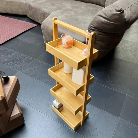 Многоуровневая полка для хранения из бамбука, полка бамбуковая для ванной комнаты, 28×18×84см Каменец-Подольский