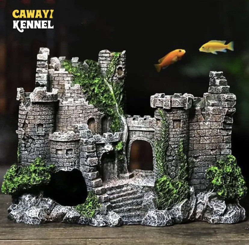 Декор для акваріума "Середньовічний замок" акваріумний пейзаж розмір 17 на 13 на 7 см смола акваріумний декор Київ - фото 1