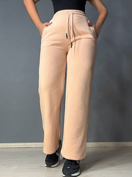 Штаны женские OLIVIA 2236 спортивные кюлоты укороченные на флисе бежевые, бежевый, SM Киев - изображение 8