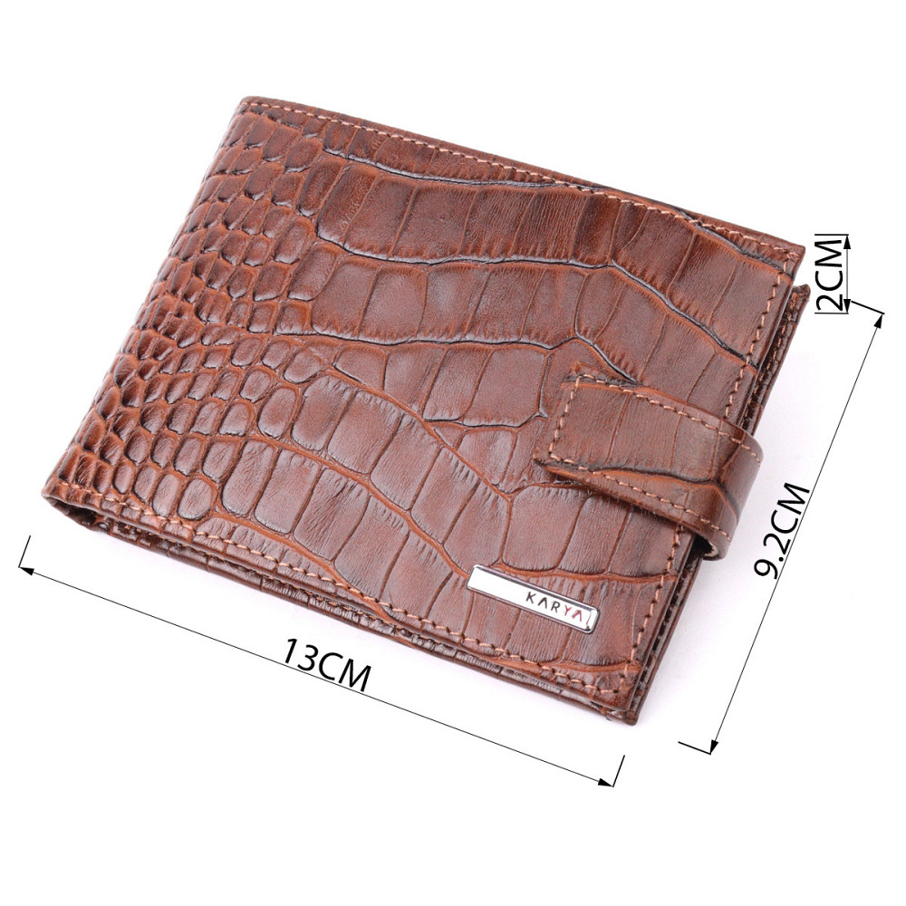 Интересный мужской кошелек из натуральной кожи с тиснением под крокодила KARYA 21202 Коричневый Киев - изображение 9