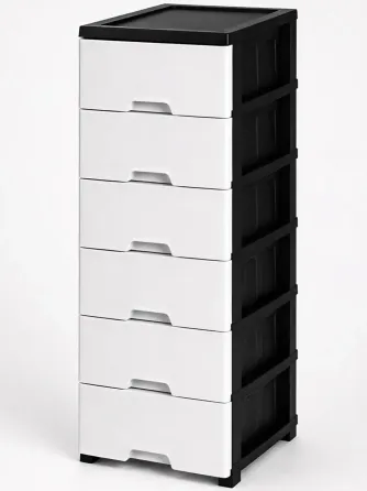 Комод пластиковий "New" 6 ярусів 126*43*34см, R-Plastic, чорно-білий Одеса