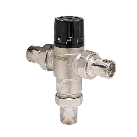 Клапан змішувач термостатичний триходовий 1'' (з накидн. гайками) Koer KR.1258 (KR2817) Київ