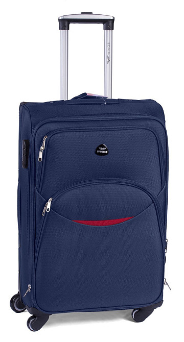 Чемодан тканевый WINGS 1708 средний 66 см темно-синий с улыбкой 4 колеса Киев - изображение 6