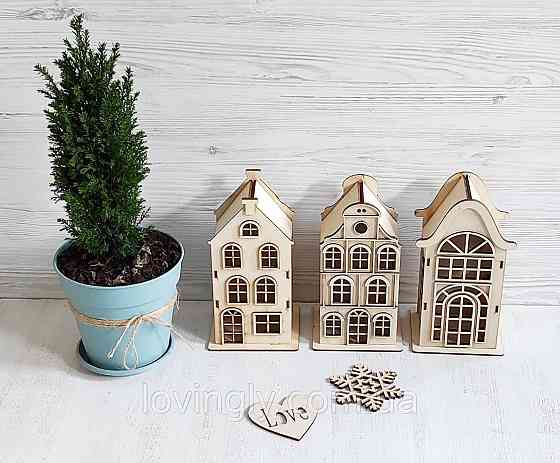 Будиночок - нічник з дерева 33 см для декору дитячої кімнати. Ірпінь