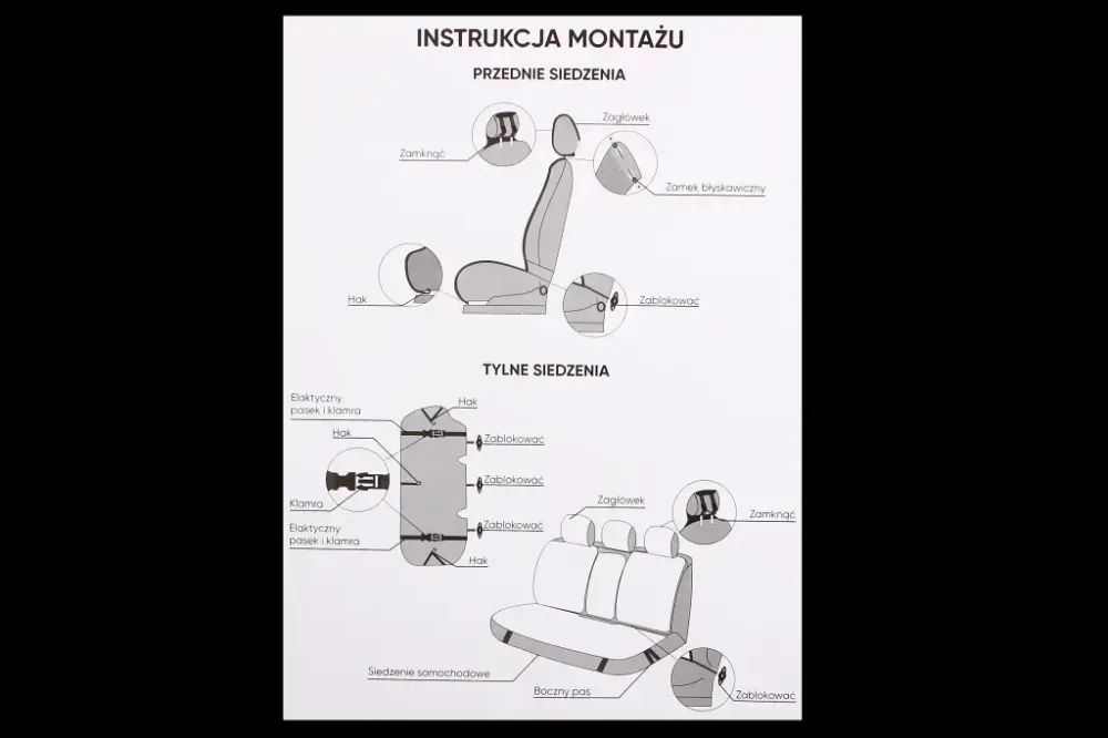 Накидка на сидушку Elegant Milano передняя черный (2 шт. с подголовниками) Винница - изображение 3