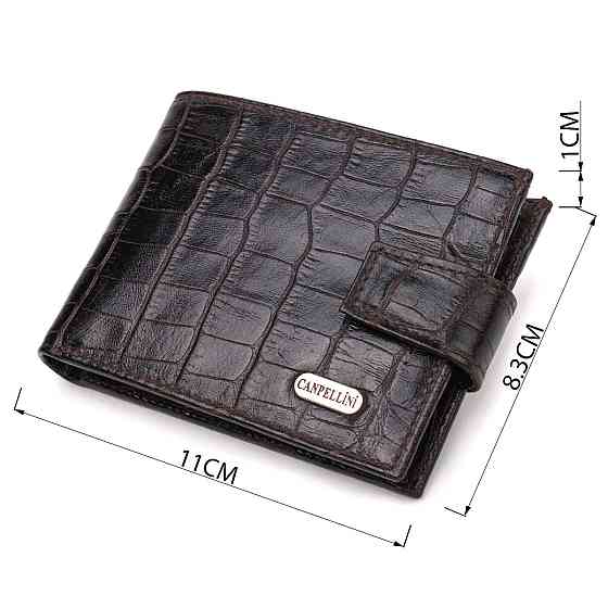 Фактурний невеликий чоловічий гаманець з натуральної шкіри з тисненням під крокодила CANPELLINI 21747 Чорний Київ
