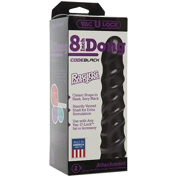 Дилдо Doc Johnson CodeBlack - 8 Inch Raging Vac-U-Lock із стимулювальним рельєфом, діаметр 3,8 см Львів - фото 2