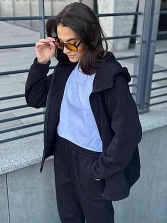 Теплый спортивный костюм женский на змейке Черный 42/44 Харьков