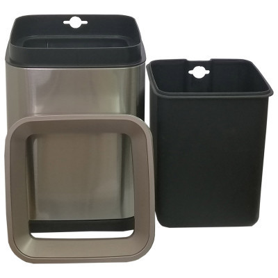 Контейнер для мусора JAH квадратный без крышки с вн. ведром серебряный металлик 8 л (6332) Винница - изображение 9