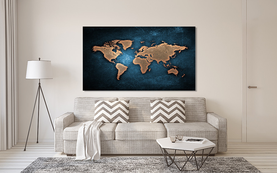 Картина холст в гостиную / спальню   Мапа світу    MLP_334 70x140 см Киев - изображение 2
