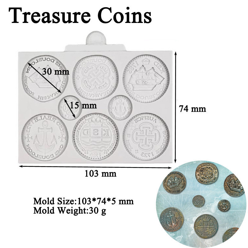 Молд силиконовый Монеты 103 на 74 мм серый Киев - изображение 2