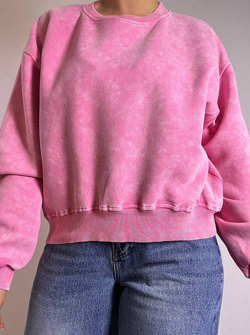 Свитшот женский Joy One 25177 оверсайз свободный крой средняя длина вареный тай-дай one size, розовы Одесса - изображение 8