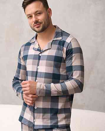 Мужская пижама со штанами - клетка - Family look для пары Tom John 93480 XL Киев