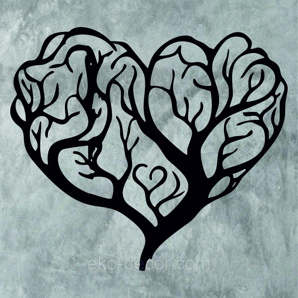 Декоративное настенное Панно «Дерево сердце» Декор на стену 70*61 см, Черный Киев - изображение 5