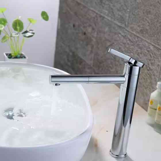 Змішувач для умивальника, раковини одноважільний з латуні, сріблястого кольору Кам'янець-Подільський