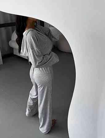 Женский плюшевый прогулочный костюм двойка: кофта и штаны турецкий велюр Серый, 46/48 Одесса