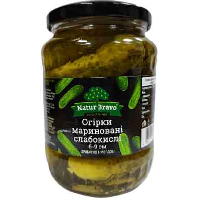Овощная консервация Natur Bravo Огурцы маринованные слабокислые 6-9 см 720 мл (1999661) Винница