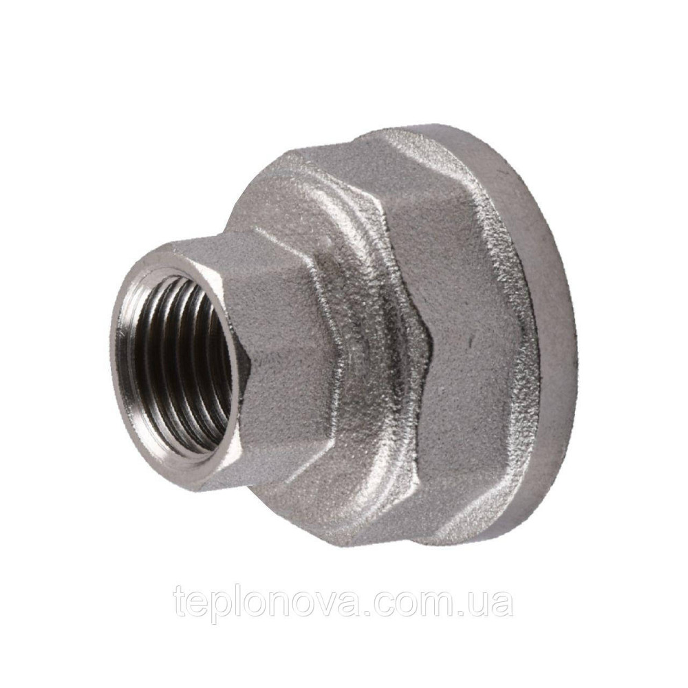 Муфта редукционная никелированная 1 1/2″ВР х 3/4″ВР штампованная восьмигранная А0336А(нк) VA Черновцы - изображение 3