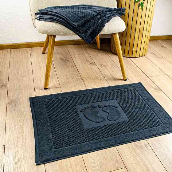 Махровий рушник жакардовий для ніг GM Textile 50х70см 600г/м2 (Чорний) Суми