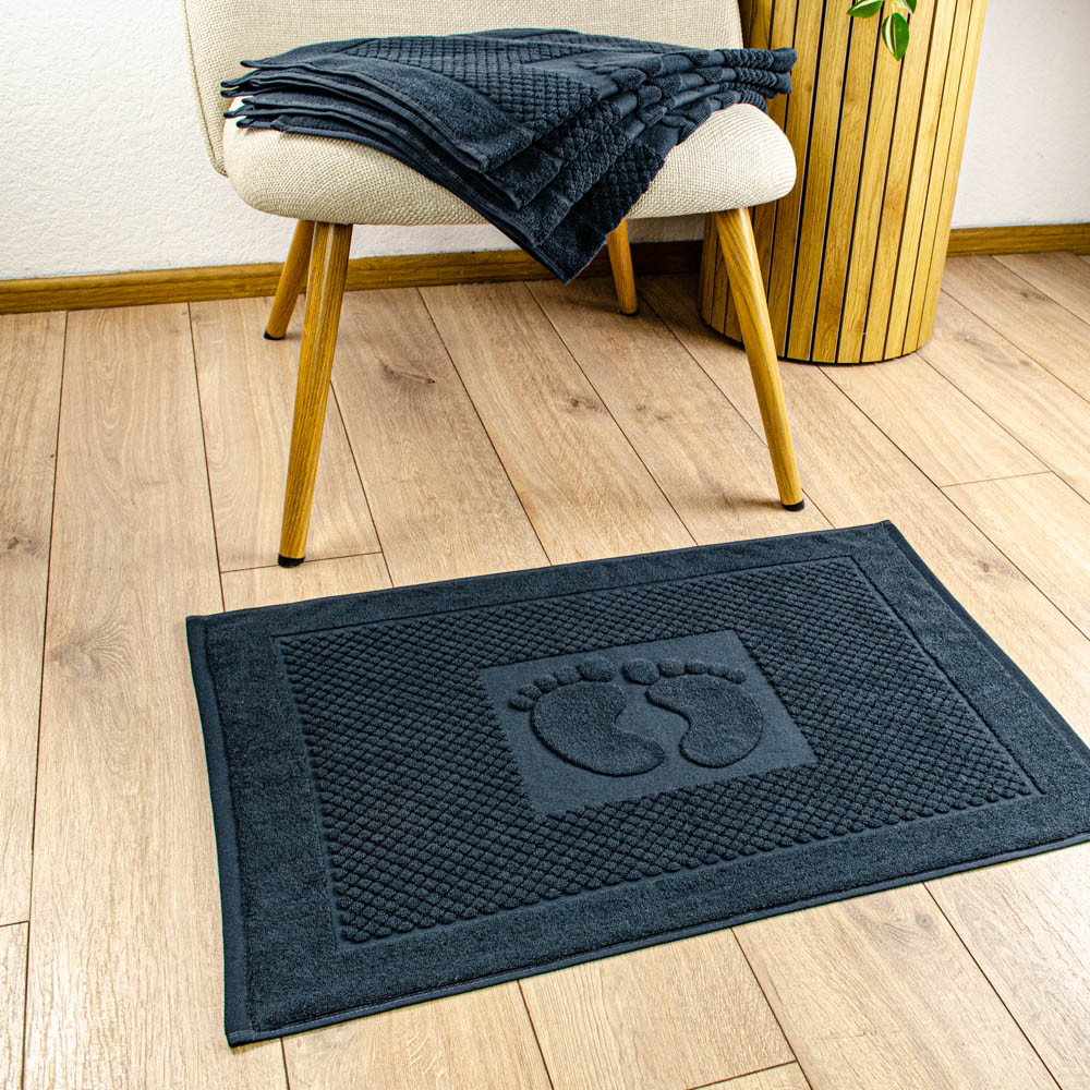 Махровий рушник жакардовий для ніг GM Textile 50х70см 600г/м2 (Чорний) Суми - фото 2