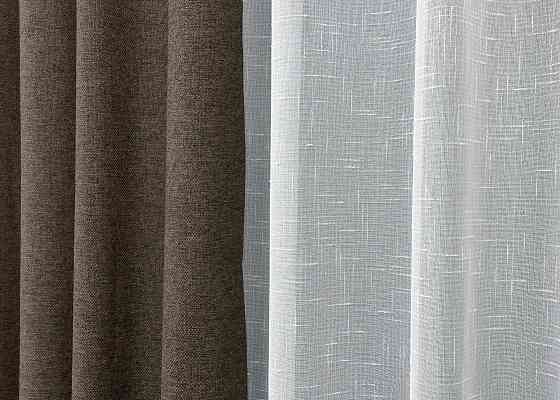 Шторная ткань премиум класса лен фактурный, коллекция «ELEMENTA» цвет венге 1867ш Киев