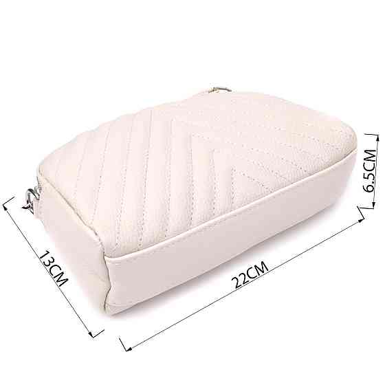 Модна сумка прошита трикутниками з натуральної шкіри Vintage 22910 Білий Київ