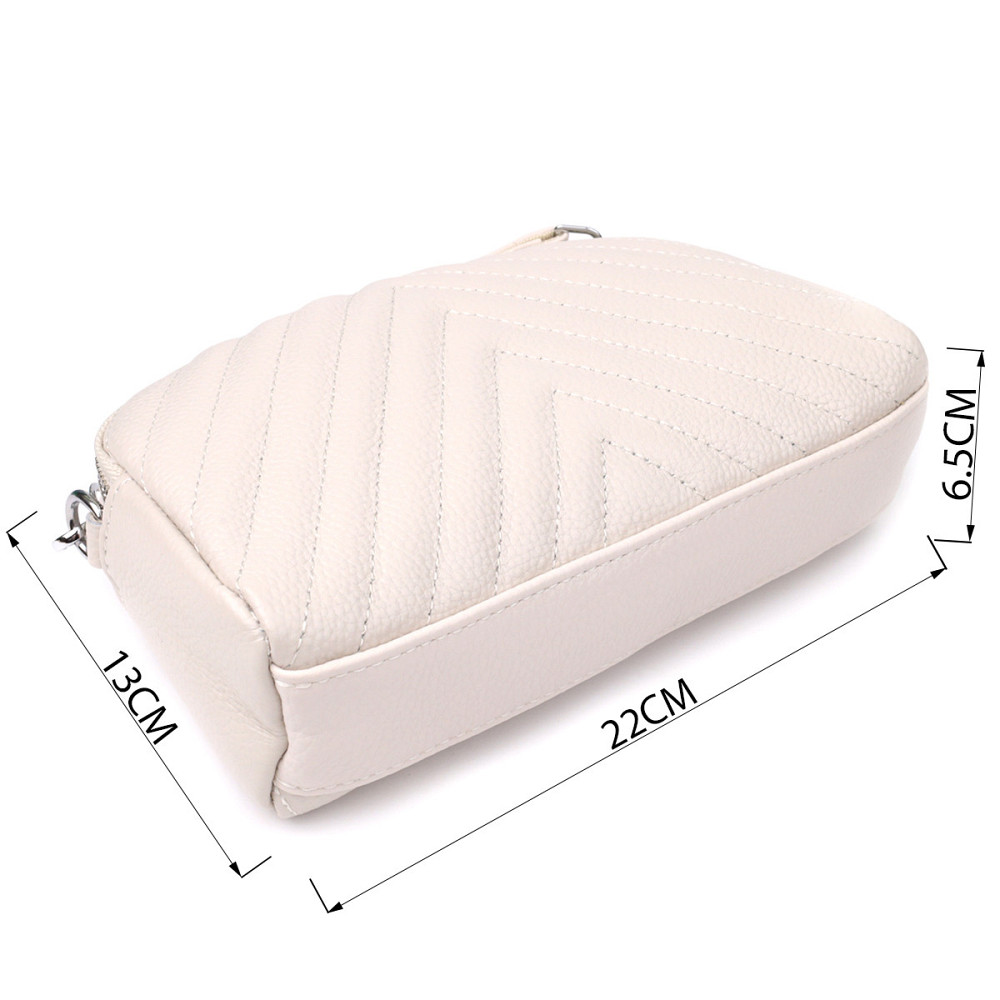 Модна сумка прошита трикутниками з натуральної шкіри Vintage 22910 Білий Київ - фото 3