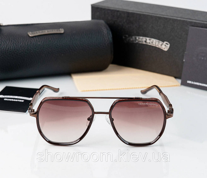 Брендовые мужкие очки Chrome Hearts (5221) brown Киев - изображение 4