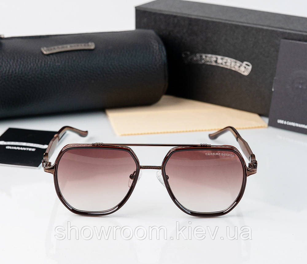 Брендові чоловічі окуляри Chrome Hearts (5221) brown Київ - фото 4