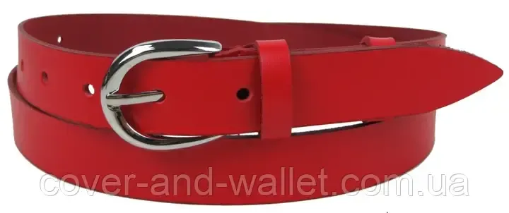 Универсальный женский ремень из натуральной кожи красного цвета 25мм Puos Киев - изображение 1