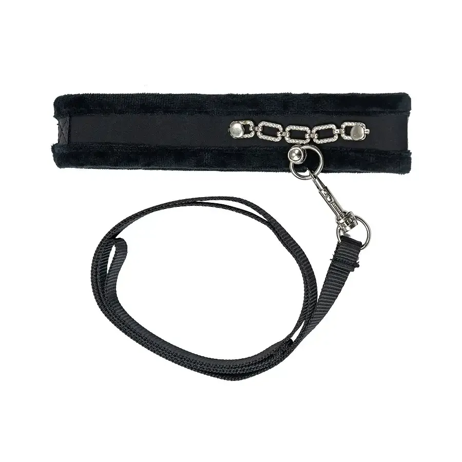 Нашийник із повідцем Punishment - Crystal Collar & Leash - Black Львів - фото 1