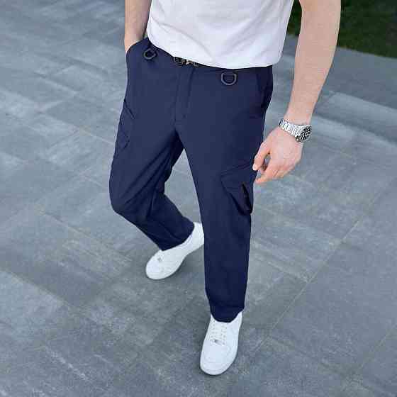 Штаны карго мужские весенние с карманами тёмно-синие Pobedov Tactical Soft Киев