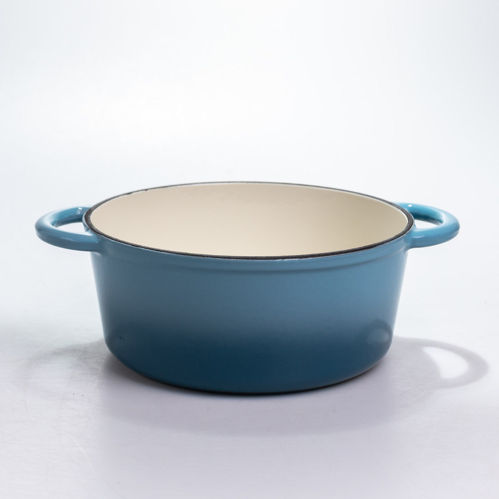 Каструля чавунна 2.5 л емальована з кришкою посуд для тушкування запікання томління кухонна Синя HP-1-14-BLUE Коломия - фото 2