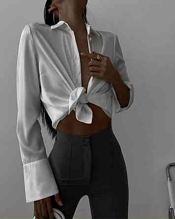 Жіноча стильна базова сорочка із шовку шовк армані Молочний Одеса