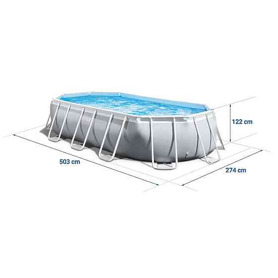 Бассейн каркасный овальный 21в1 INTEX 26796, 503 x 274 x 122 см, серый Киев