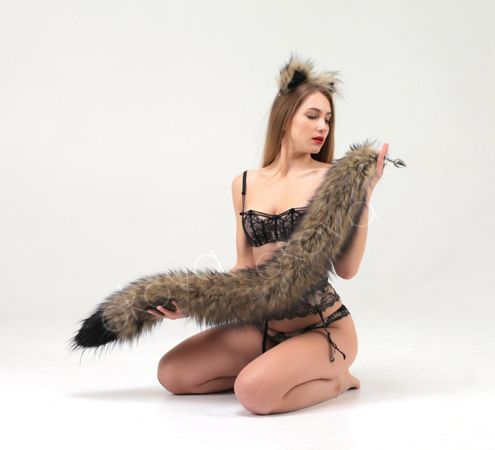 Анальний хвіст без пробки, Коричневий з чорним кінчиком, OKOVA 100 см. Sex Aura Київ - фото 1