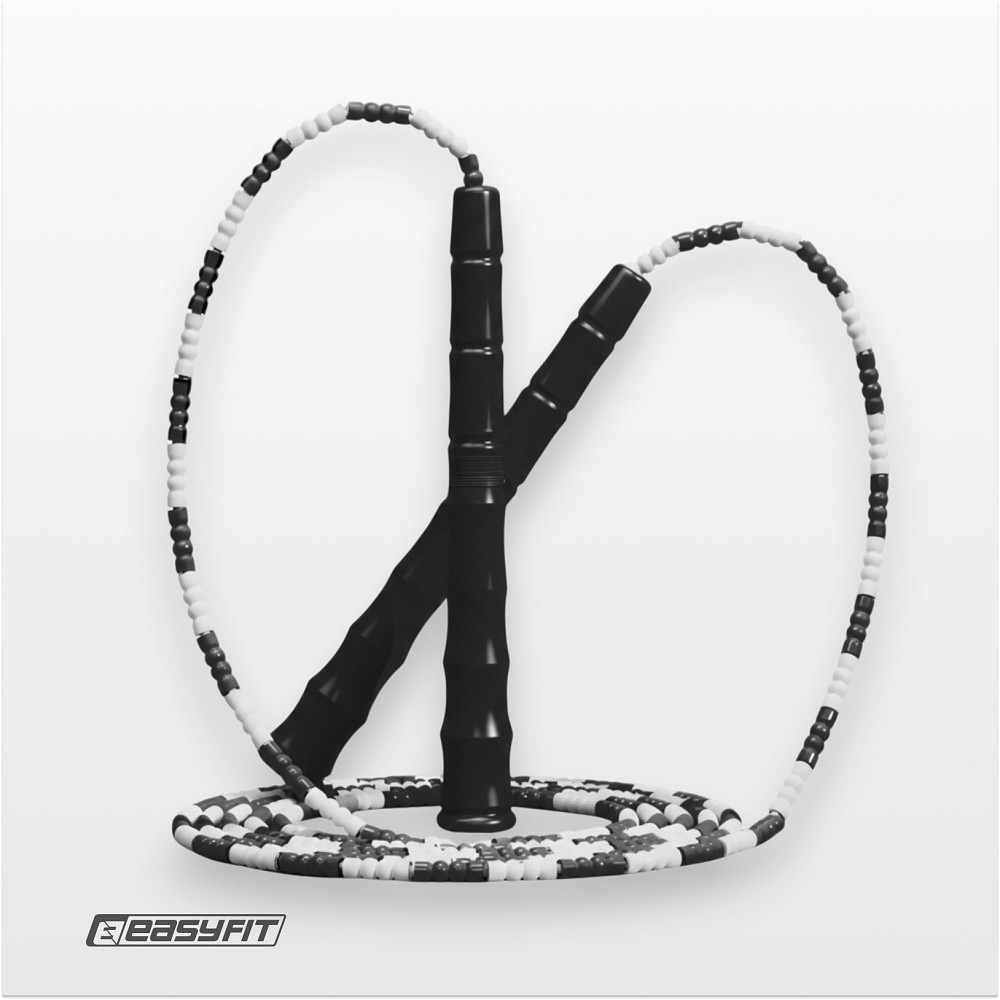 Бісерна скакалка EasyFit FreeRope 2,7 м (чорно-біла) Коломия - фото 4