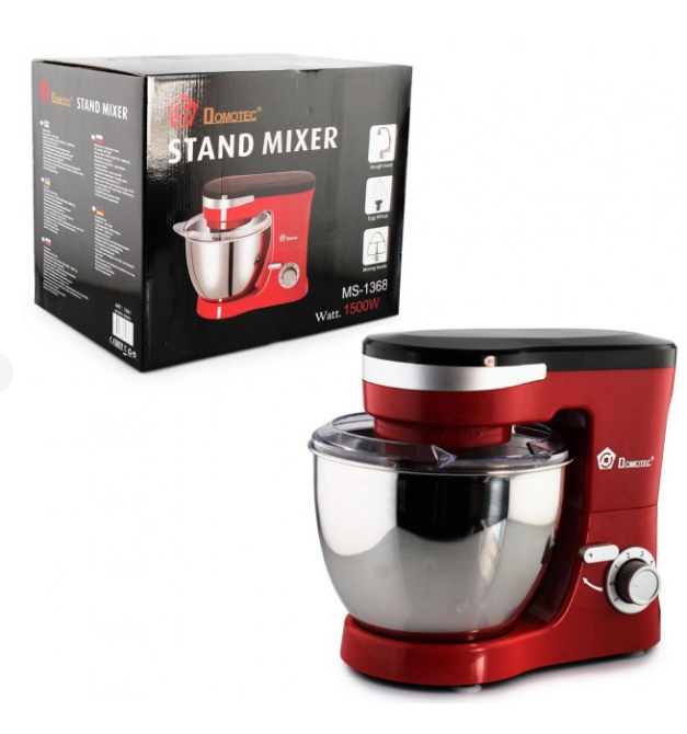 Планетарний міксер Domotec MS-1368 1500W з чашею 4 л, тістоміс, 6 швидкостей, Червоний, модель 7041 Одеса - фото 5