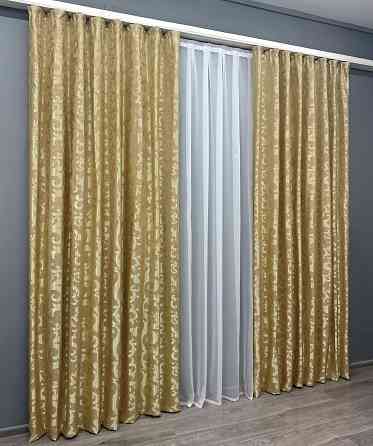 Комплект готових штор VR-Textil Жакард Вензель № 091ш Золотистий 200х270 см 2 шт (32-304) Київ