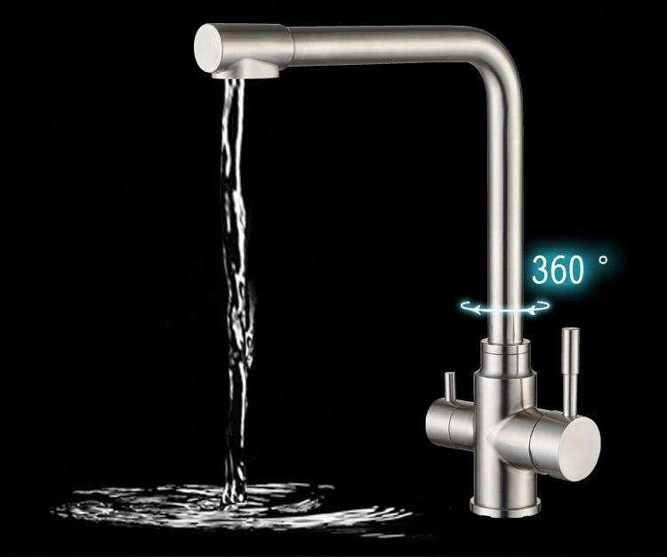 Змішувач для кухні (на мийку) Haiba SUS 021 з виходом для питної води нерж. сталь.(HB3908) Чернівці - фото 5