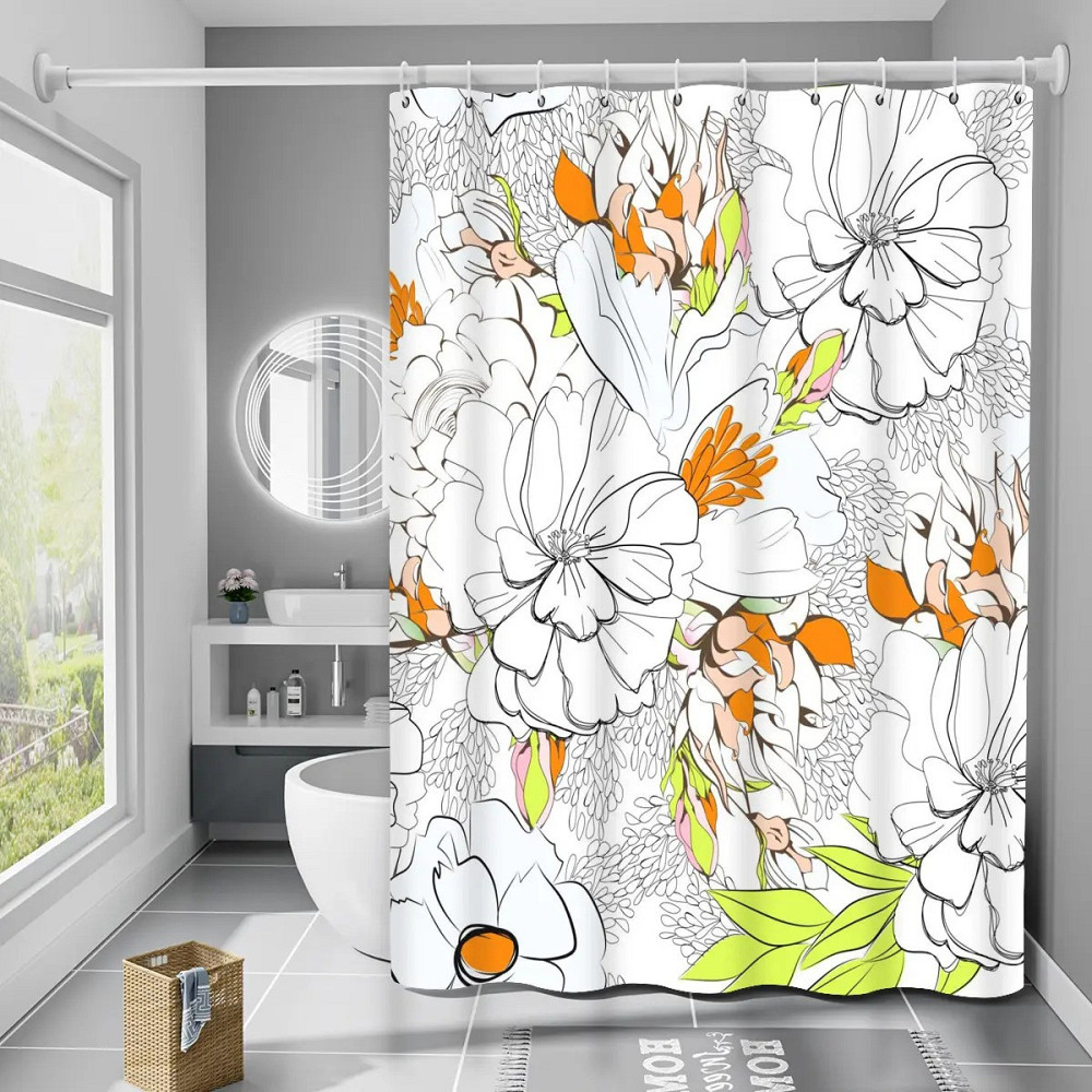 Шторка для ванны и душа и из полиэстера водонепроницаемая Bathlux 180x180 см с кольцами для ванной комнаты Каменец-Подольский - изображение 1