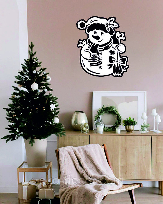 Декоративне настінне Панно «Сніговик», Декор на стену 70*60 см Київ - фото 2