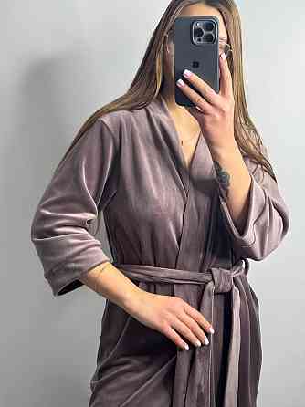 Халат жіночий плюш велюр під пояс Мокко S Харків